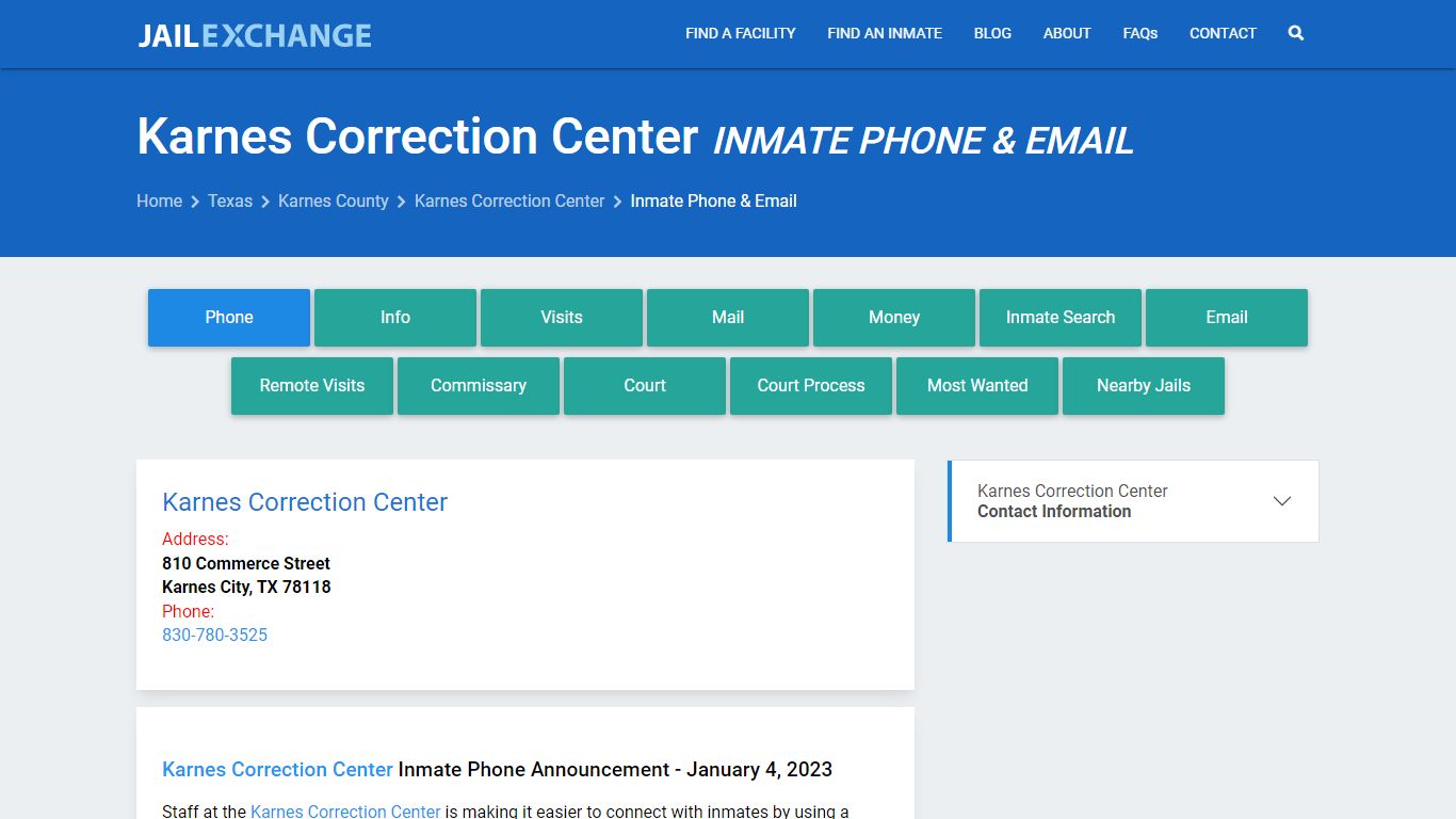 Inmate Phone - Karnes Correction Center, TX - Jail Exchange